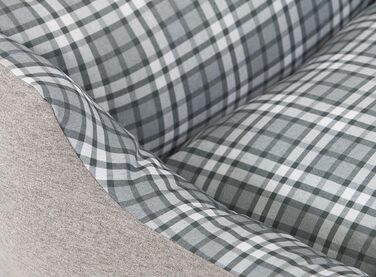 Ліжко для собак Knuffelwuff Lennard з велюру в клітинку, сіро-зелене, M-L, 85 x 63 см. Знімний, пральний чохол. Підходить для собак великих, середніх та маленьких порід.