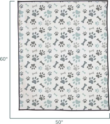 Килимок для тварин у приміщенні та на вулиці, 127 x 152,4 см, зручний, миючий, водовідштовхуючий, для пікніків та подорожей, синьо-сірий