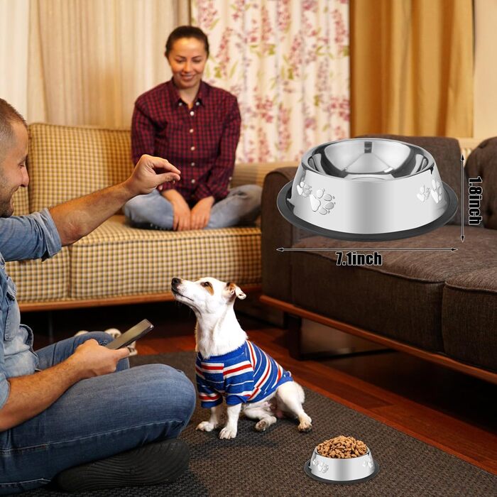 Набір з 8 мисок для собак з нержавіючої сталі, годівниця для домашніх тварин з гумовою основою, миска для корму та води для собак, котів та інших тварин