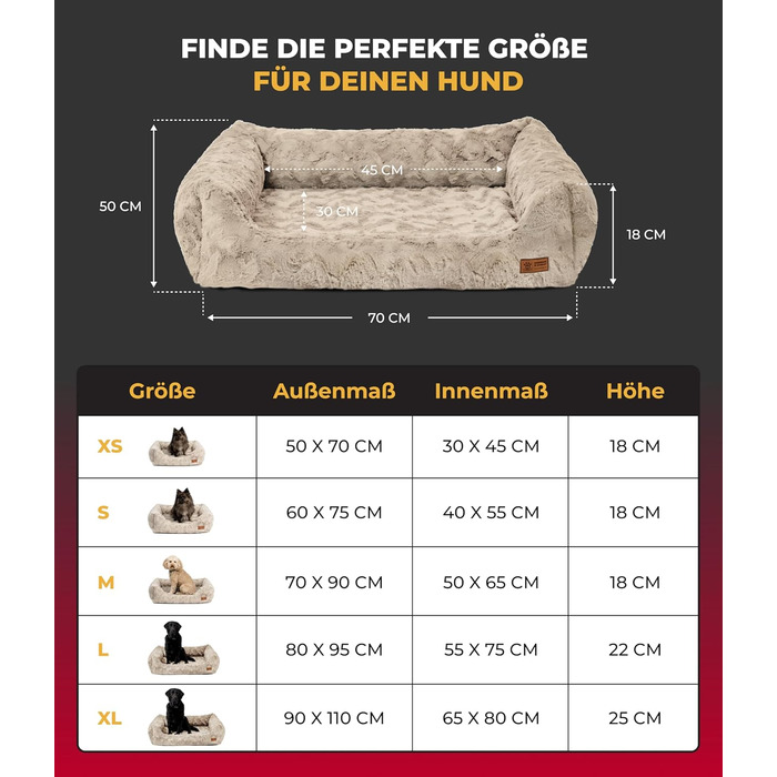 Ортопедичне ліжко для собак Deluxe Exklusiv XS (50x70 см) з Memory Foam та антиковзаючою основою. Зручне, миється, колір пісок, Made in Germany.