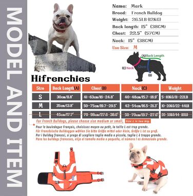 Рятувальний жилет для собак Hifrenchies Французький бульдог, розмір M, дизайн 'Клоун-рибка'