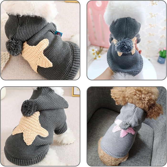 Жовтий теплий пуловер для собак Galatée з коміром-горловиною для Чихуахуа, Бульдога, Такси, Мопса, Йорка (M)