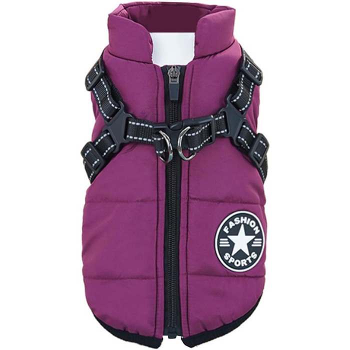 Зимове обіднє намисто для собак, одяг для цуценят, жилет, одяг для собак, світловідбиваючий, водонепроникний, для маленьких та середніх собак (S, фіолетовий)