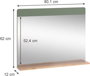 Тумба Vicco Izan, білий глянець, 36.6x76.6 см з ящиком і дверцятами, декор дуб золота сила, зелений