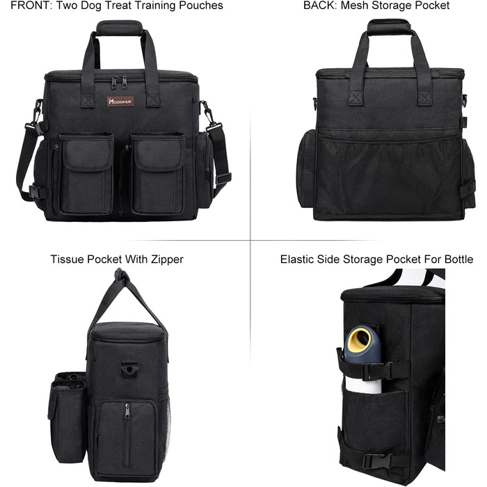 Чорна сумка-переноска для собак Modoker, велика, для подорожей, з кишенями для ласощів