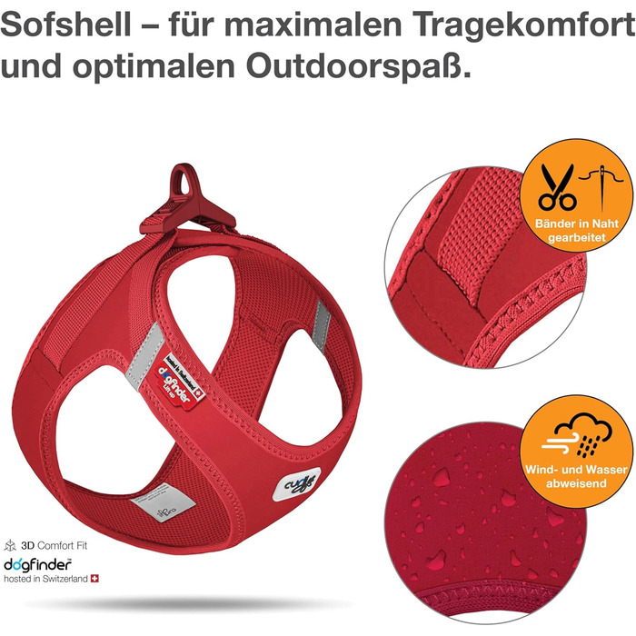 Шлейка для собак Curli Clasp Softshell, червона, 2XS