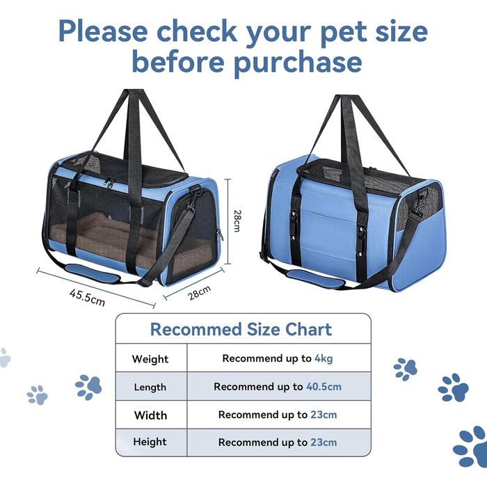 Транспортна сумка для котів і собак Petsfit, автомобільна переноска з 2 кріпленнями для ременя безпеки, складана сумка з подушкою і 4-сітчастими стінками