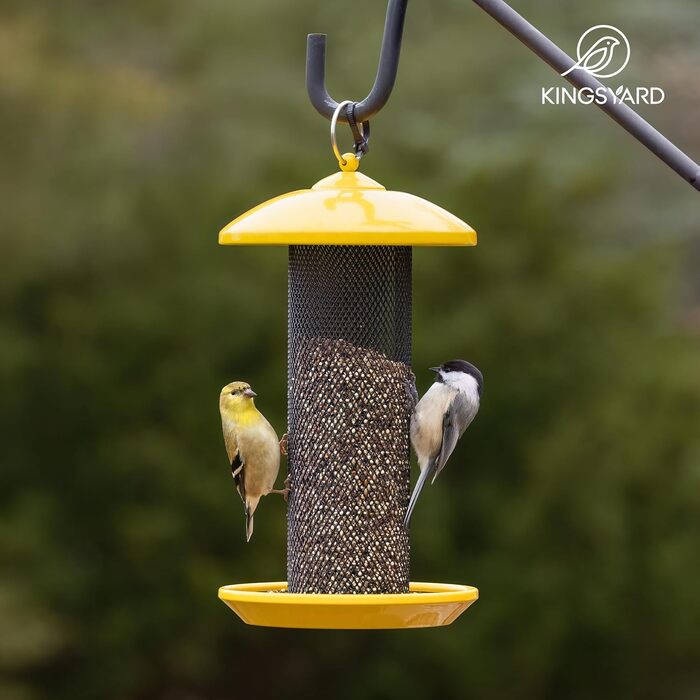 Автомат для годування птахів Kingsyard Distelfinken, нержавіюча сталь, годівниця для насіння Niger/Stieglitz, 1,1 кг, великий об'єм, антик-мідь (жовтий)