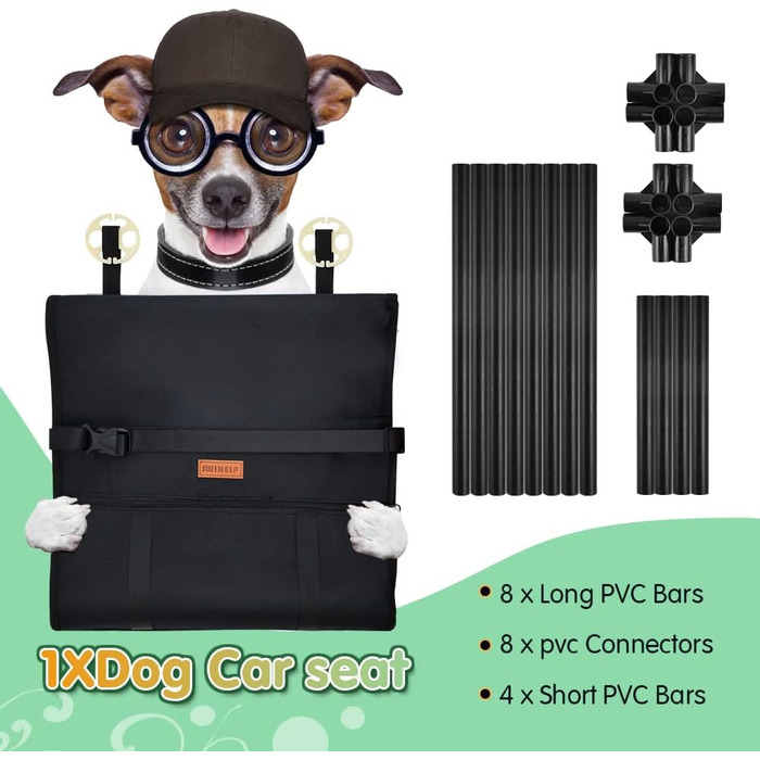 Автокрісло для собак: міцне, водонепроникне, для малих та середніх порід, чорне, з рамою