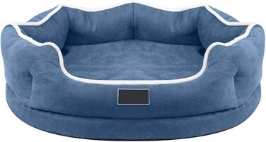 Ліжко для собак з піною-пам'яттю Deluxe, м'яке, миється, ортопедичне, знімний чохол, неслизьке дно, для маленьких та середніх собак (Колір: Синій, Розмір: S)