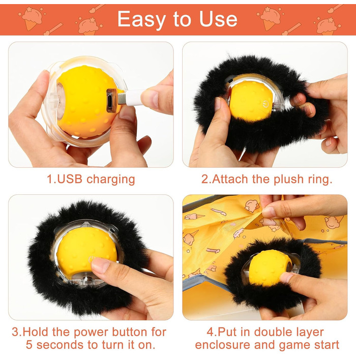 Інтерактивна іграшка для котів: тиха електрична іграшка для дорослих котів, активується рухом, з цвіріканням, ідеально на подарунок (жовта)