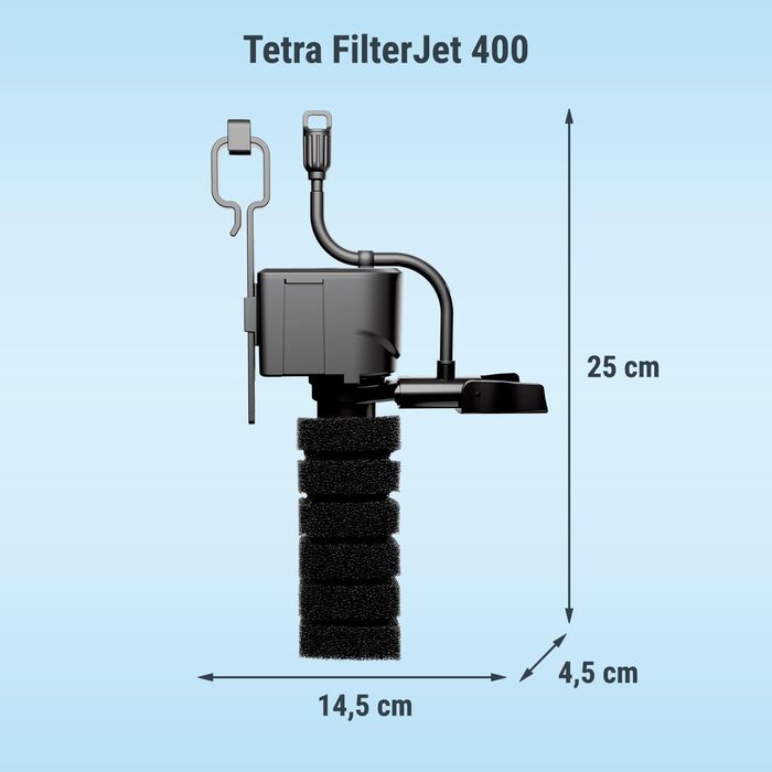 Tetra FilterJet 400 - потужний внутрішній фільтр для акваріума з насиченням киснем, фільтр для акваріумів до 120л