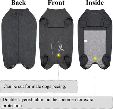Операційний боді для собак: захист від лизання та ран, сірий. Ідеально після кастрації/операції, для собак різних порід.