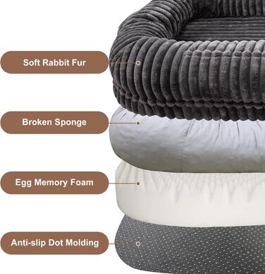 Ортопедичне ліжко для собак, велике, 177,8 x 96,5 x 25,4 см, сіре, з Memory Foam, миється