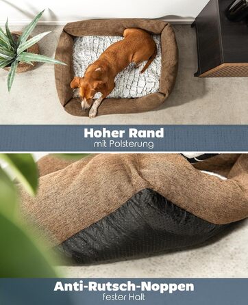 Крісло-гніздочко для собак Lionto з м'яким двостороннім подушкою, затишне ліжко для домашніх тварин у меланжевому дизайні з глибоким входом, підходить для собак та котів усіх розмірів, 80x60 см, м'яке ліжко для собак, коричневе