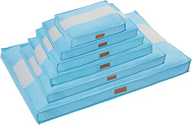 Гніздо для собак Ellie-Bo середнього розміру 71x48x10 см з смугастим покриттям чорного та коричневого кольорів, підходить для клітки 76,2 см (Blue with Grey Stripe, XXL - [L117 x W75 x H10cm])