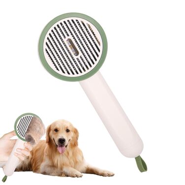 Гребінець Slicker для собак та котів | Гребінець для вичісування шерсті кошенят - Ергономічний, з UV-функцією, кнопкою випуску шерсті. Підходить для щоденного догляду за тваринами. Зелений (білий)