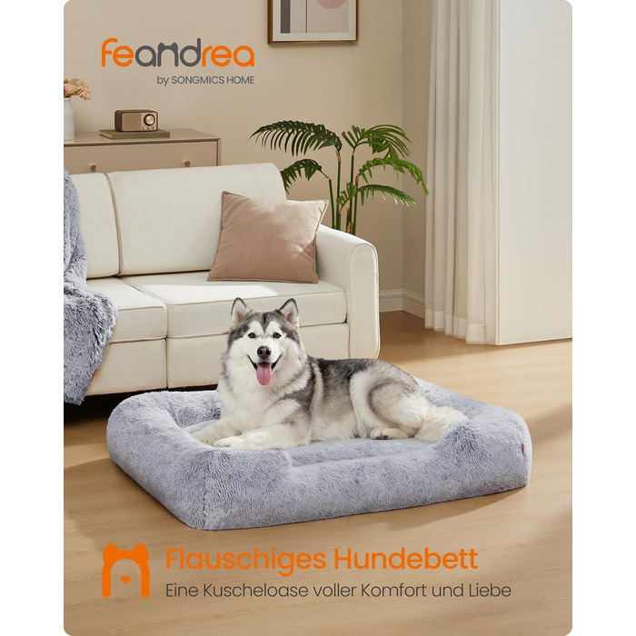 Feandrea Крісло-ліжко для собак, велике, 120 x 85 x 23 см, кошик для собак, м'яке ущільнення, собаче ліжко, підняті бортики, знімний та пральний чохол, нековзне, Ombré сірий PGW274GA01 XXL