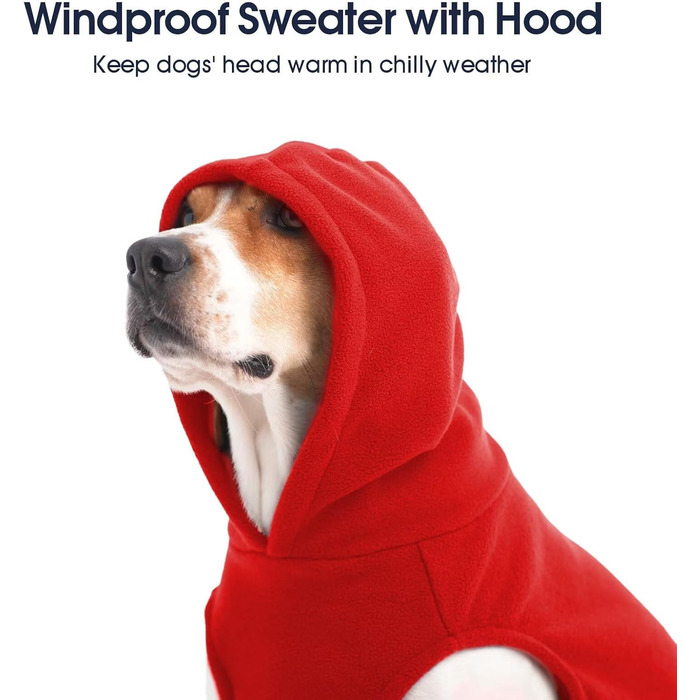 Світшот для собак IECOii з капюшоном, теплий флісовий светр для собак середнього розміру, зелений/червоний (XL)