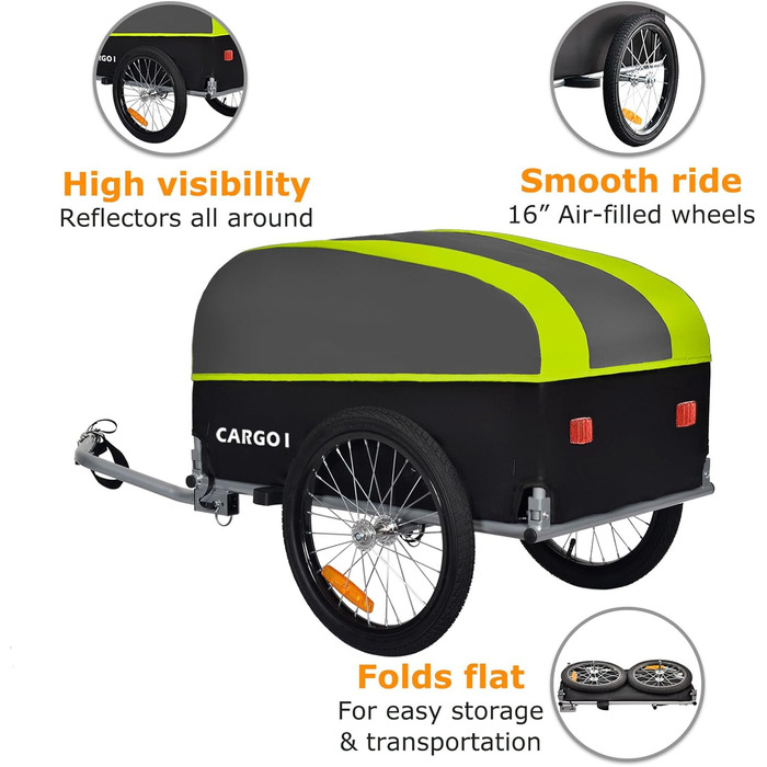 Fahrradanhänger Tiggo VS Cargo: Великий вантажний причіп для велосипеда, 75x46 см, 120 літрів, зелений