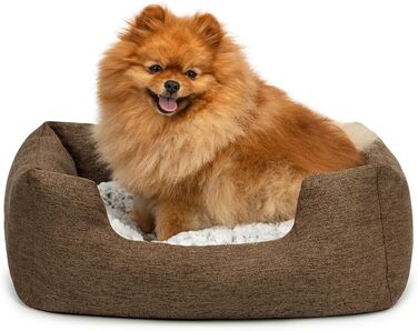 Кругле ліжко для собак та котів Lionto з м'яким змінним подушками, коричневе, 60x50 см