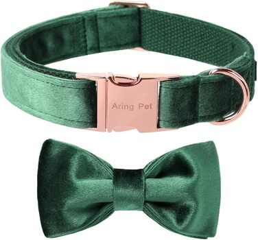 Елегантний ошийник для собак Aring з бантиком, м'який велюровий ошийник, регульований, темно-зелений, для дівчаток та хлопчиків