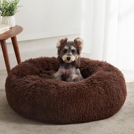 Лежак для собак і котів Western Home, м'який, круглий, 70 см, темно-коричневий, праний, для маленьких порід