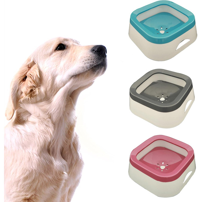 Поїлка для собак Geavonyg: переносна миска для води з плаваючою платформою, синього кольору. Підходить для малих та середніх порід.