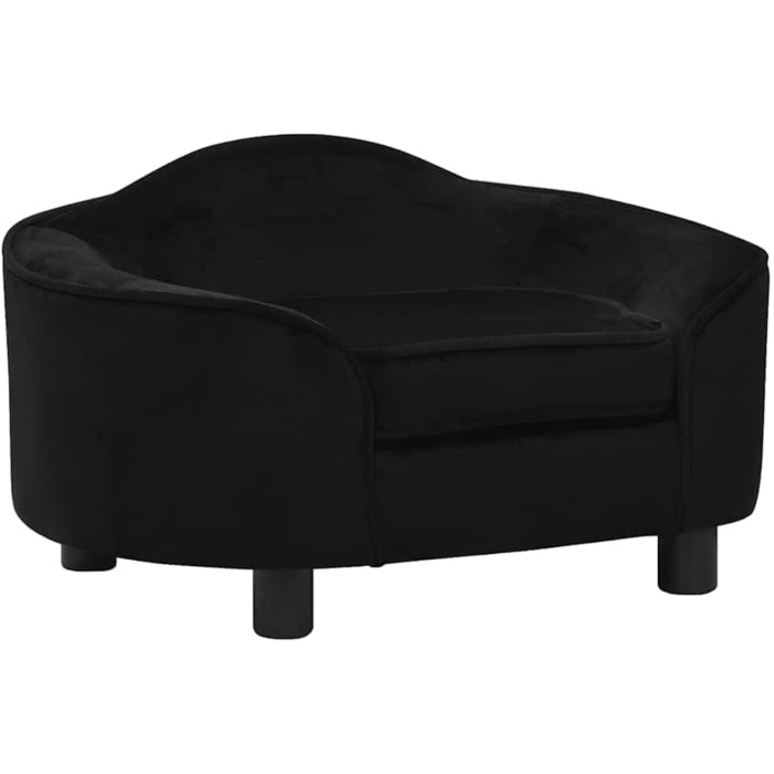 Софа для собак та котів, чорна, 67x47x36 см, плюшева, від vidaXL