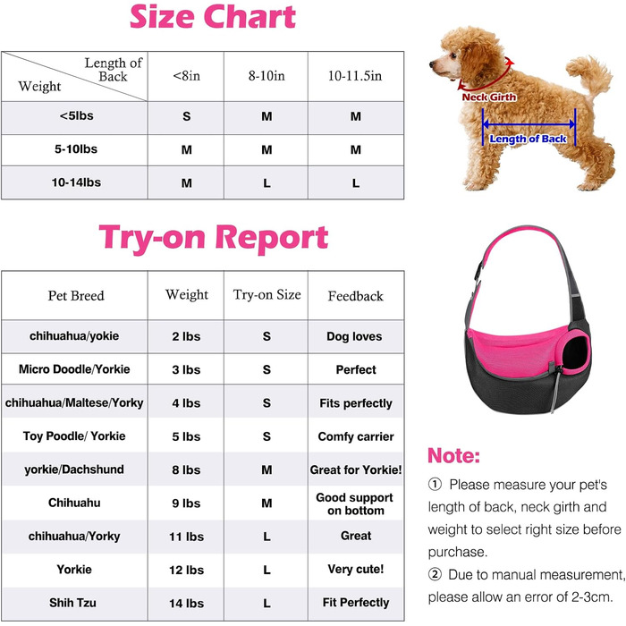 Сумочка-переноска для собак Pawaboo, оновлена версія з кишенею для гаджетів, регульована, для вигулу на вулиці - чорна (Magenta-2025 Upgedated, L)