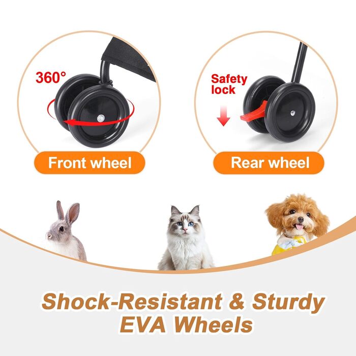 Візок для собак Wedyvko: переносна модель для цуценят, собак та котів до 15 кг, темно-сірий