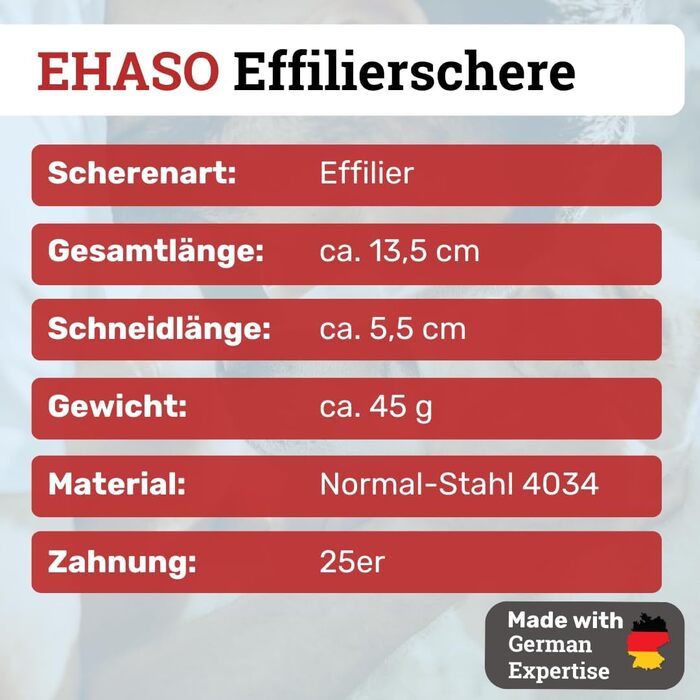 Ножиці для витончення волосся EHASO двосторонні, 13,5 см, 25 зубців