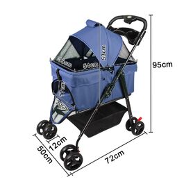 Дитяча візок для тварин, складаний бугі для собак/кішок, сірий, 50 x 70 x 95 см