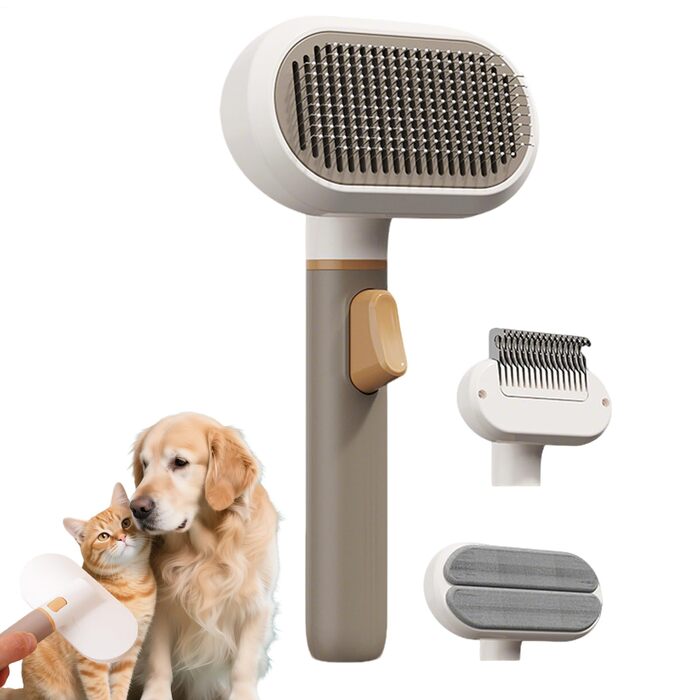Гребінець для котів з 3-ма насадками для догляду за шерстю - видалення ворсу, купання, короткошерсті та довгошерсті котів