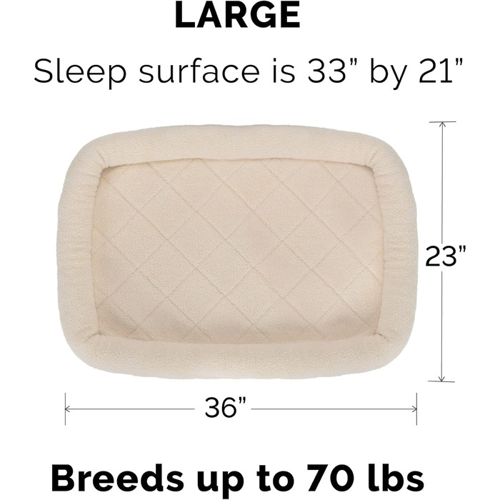 FurHaven Лежанка для собак великих та середніх порід, Sherpa-Fleece, розмір L, 91 x 58 x 7 см, кремовий колір