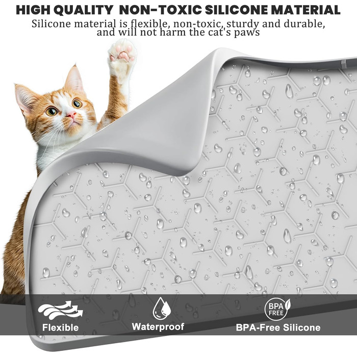 Килимок для котячого туалету Silikon Katzenklo Matte XXL 88x56 см сірий - водовідштовхувальний, антиковзкий, легко чиститься, для багатоквартирних будинків