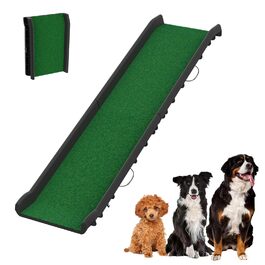 Складна рампа для собак з штучним газоном, до 90 кг, 156 x 40 см, зелена. Ідеально для автомобіля та великих/маленьких тварин.