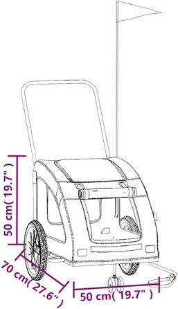 Фургон для собак VidaXL - чорний, 45 кг, Oxford-Gewebe, з прапором та відбивачами