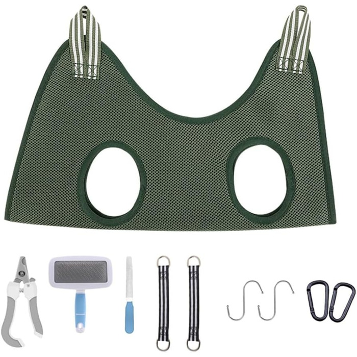 Набір для догляду за собакою DONGKER 10-в-1: гамак, щітка, триммер та пилка для нігтів. Зелений