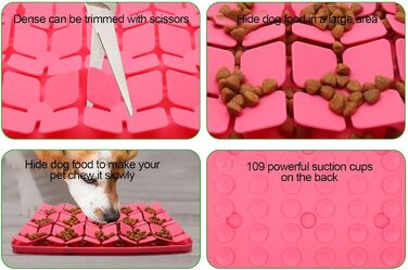 Килимок для котів та собак, силіконовий, повільне годування, проти нудьги, для корму та ласощів (Червоний)