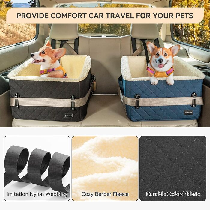 PETSFIT Автокрісло для собак, підняте на 12.5 см, чорний, для собак до 12 кг