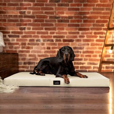 Ортопедичний лежак для собак Tierlando Alice Easy CLEAN з штучної шкіри, віскоеластичний, 100x80 см, колір: кремовий