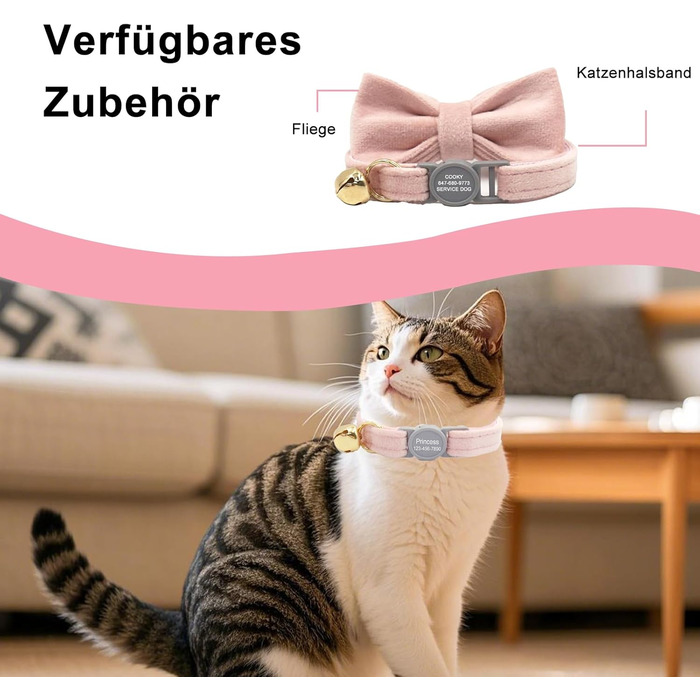 Персоналізоване ошатне нашийник для кота з безпечною застібкою та дзвіночком, нашийник з іменним жетоном та номером телефону, регульований, з велюру, для кошенят