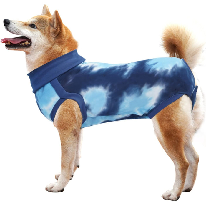 Комбінезон для собак після операції, ветеринарний одяг, захисний комбінезон, хірургічний боді для собак, після кастрації/стерилізації, синій, Tie-Dye