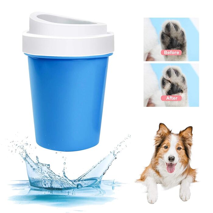 Очисник лап для собак Elinala, щітка для миття лап тварин, знімна масажна щітка для собак та котів, для очищення від бруду та багнюки (блакитний)