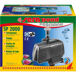 Прудова помпа sera pond SP 2000, 750 л/год, 18 Вт, висота підйому 1 м, змінне водограйнє сопло, монтаж на присосках
