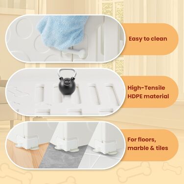 Клітка для цуценят 5+1 панель | Розширювана клітка для тварин в приміщенні з антиковзними ніжками та без інструментів - Білий 155 * 78 * 60 см