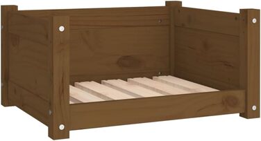 Ліжко для собак і котів, медовий колір, 55,5x45,5x28 см, масив дерева, сосна. Клітка-ліжко для собак та котів, велике, середнє