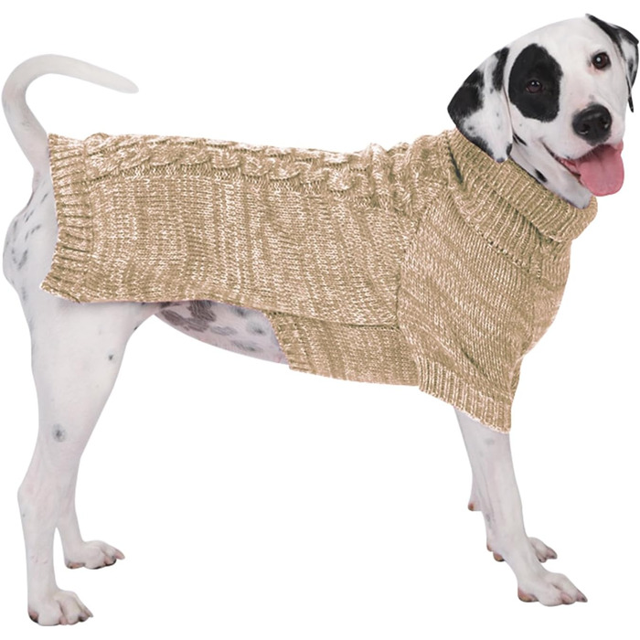 В'язаний пуловер для собак, теплий та м'який, для зими, для цуценят, підходить для собак та котів (S, Хакі)