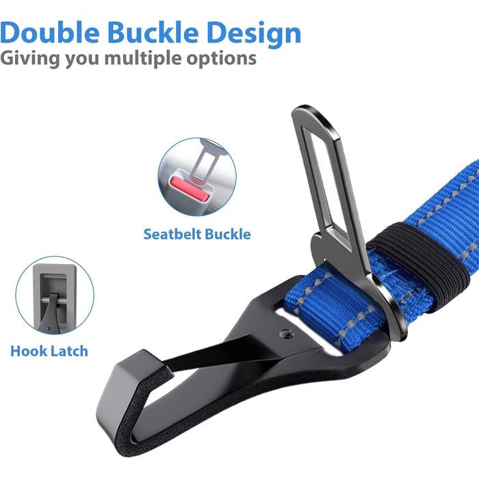 Безпечний пасок для собак IOKHEIRA, регульований автопасок для собак з універсальним з'єднувачем та фіксатором (океановий блакитний)